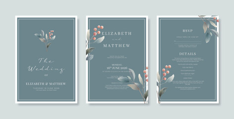 Premium wedding invitation template. Wedding engagement template with terracota style. engraved wedding invitation template