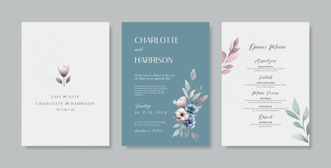 Minimalist wedding invitation template. Premium wedding invitation template. Wedding engagement template. engraved wedding invitation template