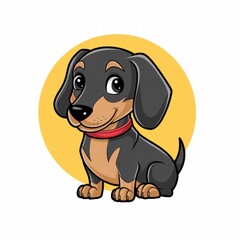 Fototapeta premium Cartoon Dachshund Standing on White Background Generative AI