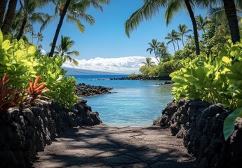 Tranquil beach scene maui nature photography tropical paradise serene viewpoint relaxation concept