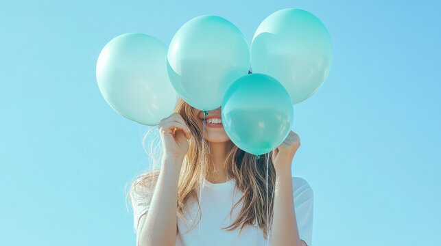 Cool sky blue and mint gradient, minimalistic and refreshing with glossy highlights
