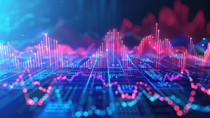 Digital data visualization with colorful graphs and charts