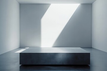 Fototapeta premium Minimalist interior space with natural light creating geometric shadows