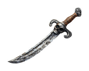 Epic sword duel with a skull handle fantasy realm digital dark atmosphere view adventure concept isolated on transparent background