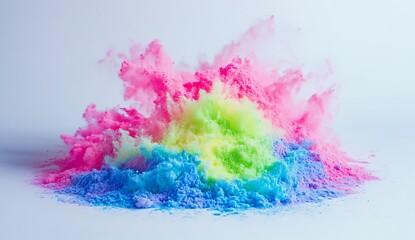 Fototapeta premium Vibrant pastel powder explosion on white background.