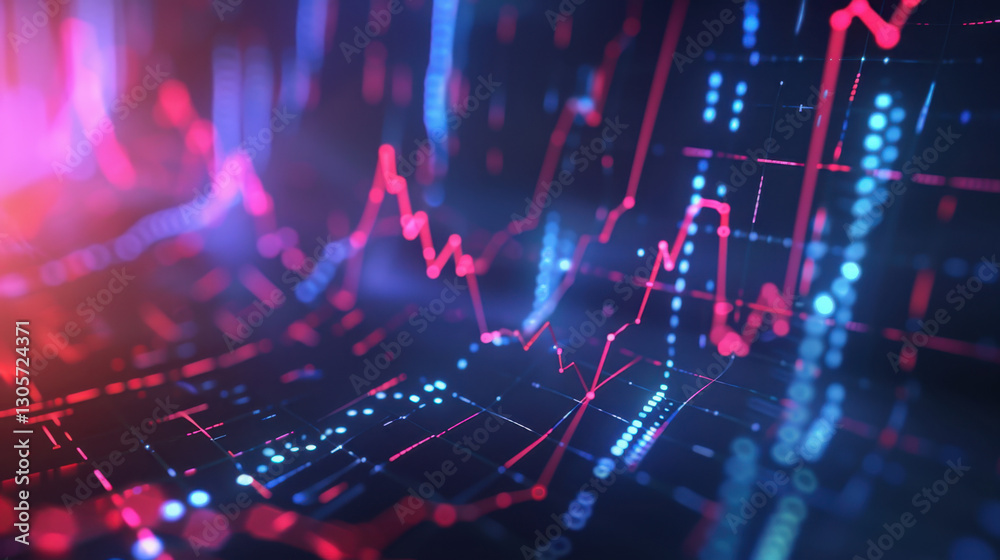 Poster digital data visualization with colorful graphs and charts
