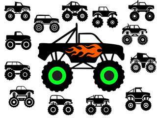 Truck Monster Race Off Road Kids DIY Gift Doodle Clipart Shape