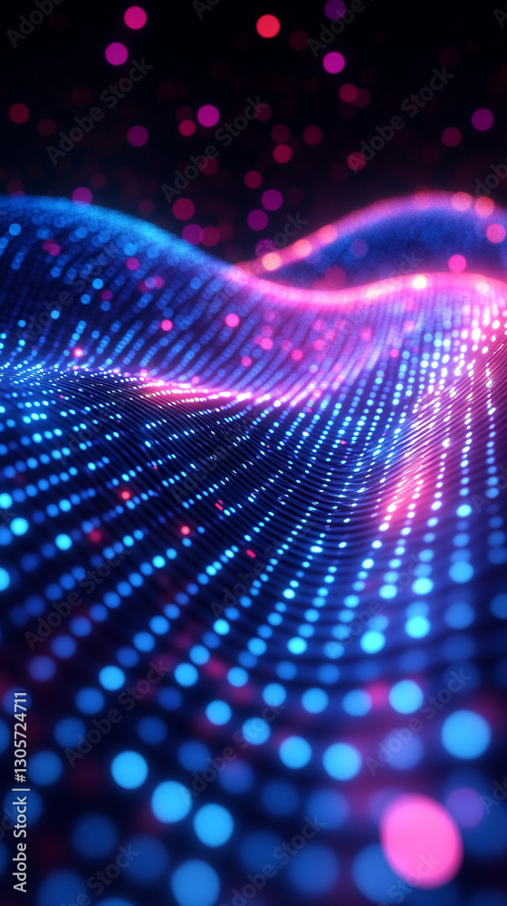 Poster wavy lines representing the flow of crypto data in an information code field. symbolizes digital cur