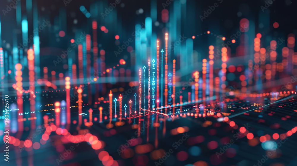 Poster digital data visualization with colorful graphs and charts
