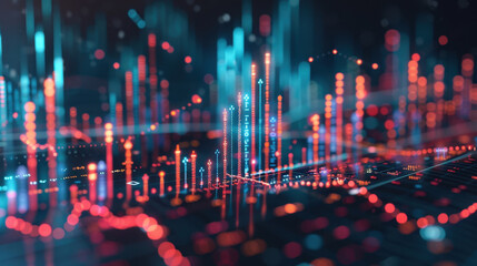 Digital data visualization with colorful graphs and charts