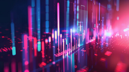 Abstract digital data visualization with colorful graphs and charts, representing financial trends and analytics in modern style. vibrant colors create dynamic atmosphere