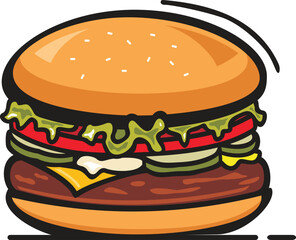 Vector illustration icon big burger flat design artwork 