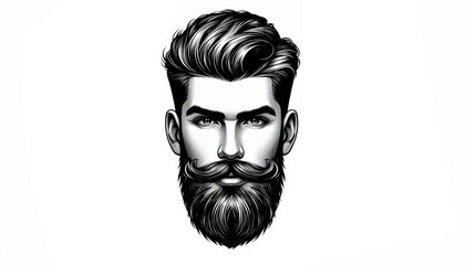 Black-and-white artistic engraving, ideal for barbershop branding and signage