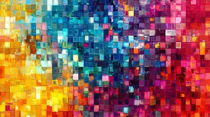 Abstract Colorful Square Pixel Art Design