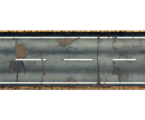 Damaged asphalt road surface urban area aerial view infrastructure transportation concept isolated on transparent background