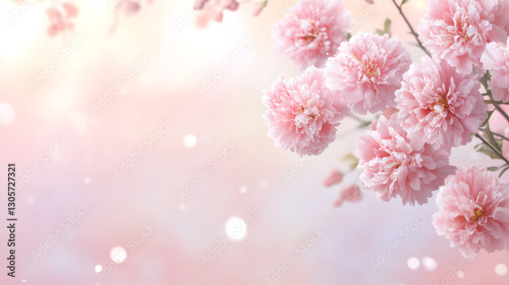 Poster beautiful pink peonies creating a delicate and romantic atmosphere with a soft pastel background and