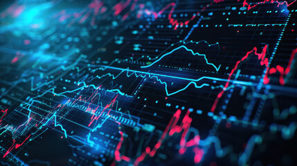 Fototapeta premium Digital data visualization with colorful graphs and charts