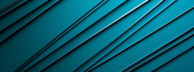 Obraz premium Abstract teal background with diagonal lines and shadows.