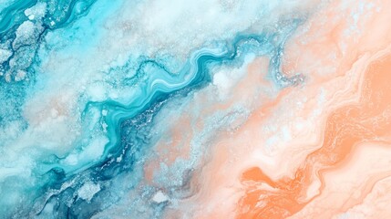 Cool sky blue and peach gradient, soft and refreshing with smooth fluid patterns