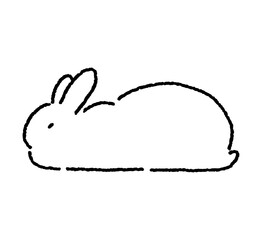 Relaxing rabbit line art. Simple line rabbit illustration. Lying bunny vector element