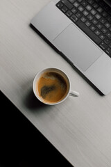 cup of coffee and laptop