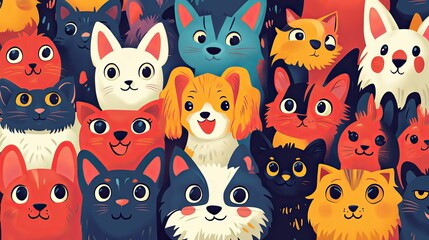 A Colorful Collection Of Adorable Cats And Dogs