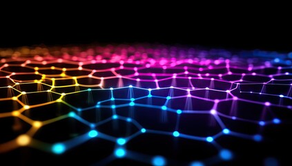 Colorful digital network on dark background