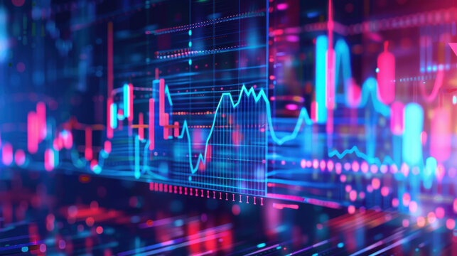 Abstract digital data visualization with vibrant colors and graphs - Powered by Adobe