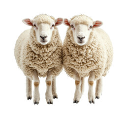 Obraz premium Playful sheep pair standing together farm pasture animal rustic environment view nature concept isolated on transparent background