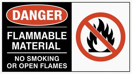 Flammable Material Danger: No Smoking or Open Flames Allowed in This Area