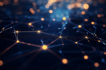 Abstract network connection with glowing nodes and lines. (1)