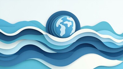 Dive into a vibrant blue abstract backdrop, perfect for World Oceans Day. Celebrate with wavy layers that inspire ecology