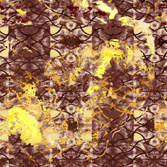 Gilded decay lattice pattern. Seamless, vintage-inspired geometric design with a distressed, golden feel. Perfect for fabric, prints, & more.