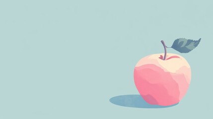 A minimalist apple illustration featuring a single stem and leaf, crafted in a simple 2D vector style.