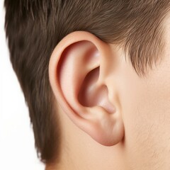 A clean di cut image of an ear, perfect for graphics and design projects on a bright white canvas.
