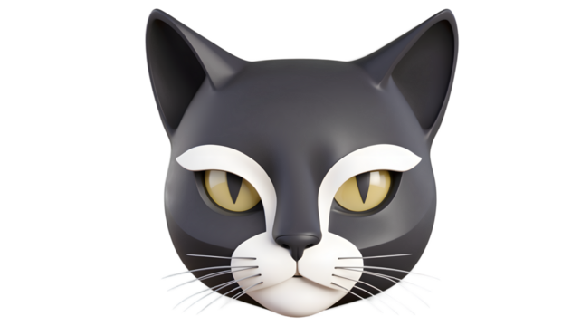 Stylized Cat Face, 3D Render, Pet, Animal, Avatar, Cartoon, Cute, Graphic, Illustration, Mascot