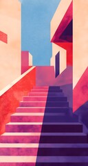 Colorful Stairs Upward Urban Alley