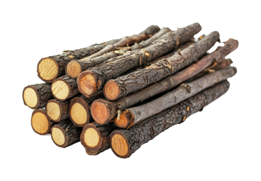 Gathering firewood for winter forest natural environment view sustainability concept isolated on transparent background