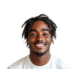 Obraz premium Joyful young man smiling portrait bright positive vibes isolated on transparent background