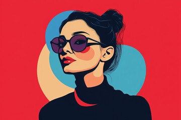 Stylish minimalist character portrait in flat design with bold colors and sharp lines
