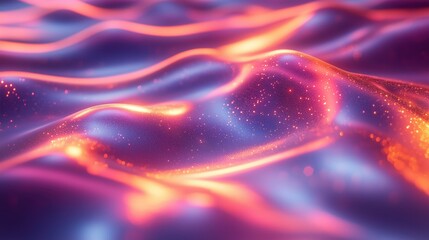 Obraz premium iridescent molten liquid background with flowing particles