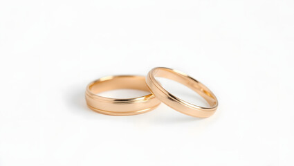 two golden wedding rings, symbolizing love and commitment, are placed together