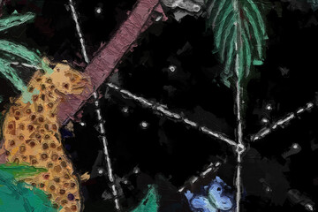 Various flowers, including roses, peonies, tulips, chrysanthemums, tigers, elephants, birds, and the beautiful scenery of the moon