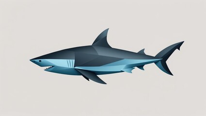 Obraz premium Geometric Shark Design: Abstract 3D Rendering of a Streamlined Predator with Sharp Edges and An