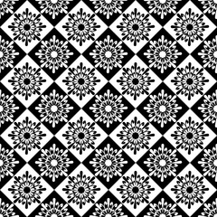 Floral geometric seamless pattern with tiles and ornaments vector illustration 