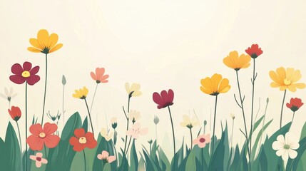 Fototapeta premium Beautiful background template made of Spring flowers.