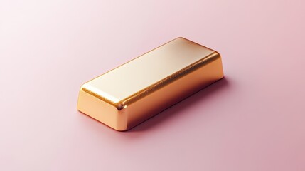 A luxurious gold bar reflecting golden light on a pastel pink background, exuding sophistication