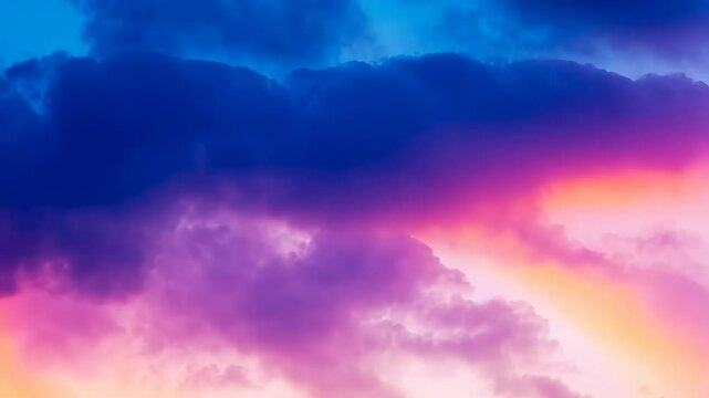 Vibrant Sunset Cloudscape: Pink Purple Blue Hues