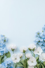 Fototapeta premium Beautiful background template made of Spring flowers.