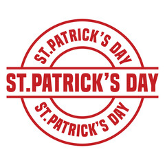 St. Patrick's Day stamp, Carved shape from rounded square shape. Red round stamp with St. Patrick's Day